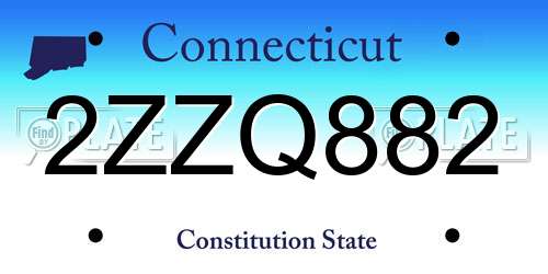 2ZZQ882 Connecticut License Plate