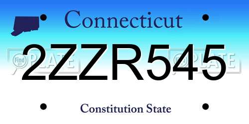 2ZZR545 Connecticut License Plate