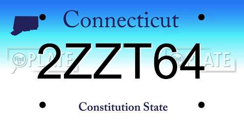 2ZZT64 Connecticut License Plate