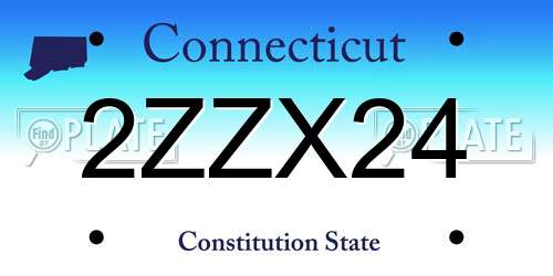 2ZZX24 Connecticut License Plate