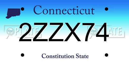 2ZZX74 Connecticut License Plate
