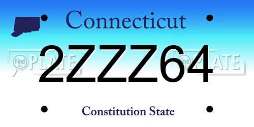 2ZZZ64 Connecticut License Plate