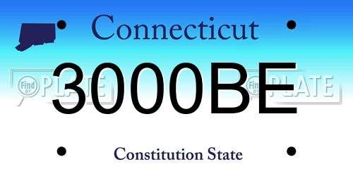 3000BE Connecticut License Plate