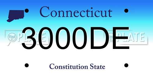 3000DE Connecticut License Plate