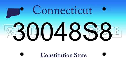 30048S8 Connecticut License Plate