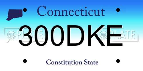300DKE Connecticut License Plate