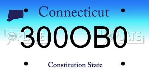 300OB0 Connecticut License Plate