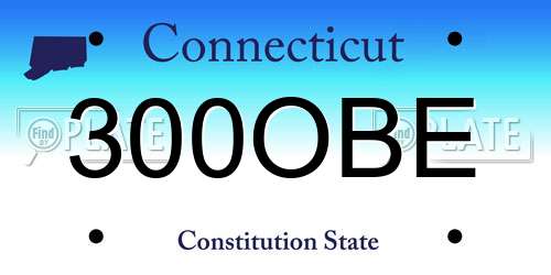 300OBE Connecticut License Plate