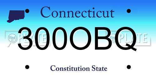 300OBQ Connecticut License Plate