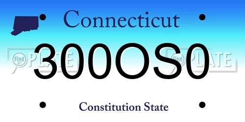 300OS0 Connecticut License Plate