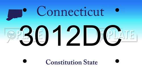 3012DC Connecticut License Plate