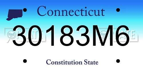 30183M6 Connecticut License Plate