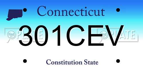 301CEV Connecticut License Plate