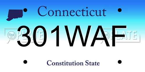301WAF Connecticut License Plate