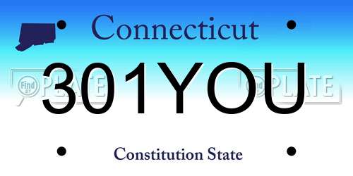 301YOU Connecticut License Plate