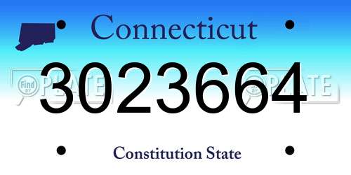 3023664 Connecticut License Plate