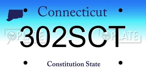 302SCT Connecticut License Plate