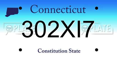302XI7 Connecticut License Plate