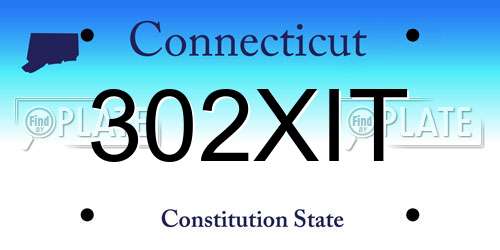 302XIT Connecticut License Plate