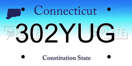 302YUG Connecticut License Plate