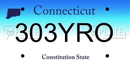 303YRO Connecticut License Plate