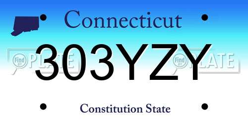 303YZY Connecticut License Plate