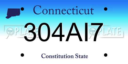 304AI7 Connecticut License Plate