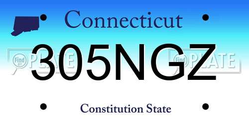 305NGZ Connecticut License Plate