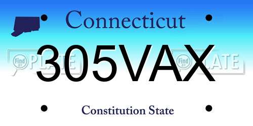 305VAX Connecticut License Plate