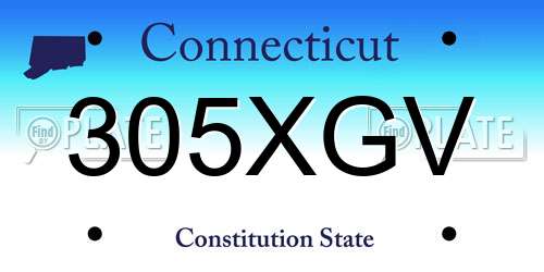 305XGV Connecticut License Plate