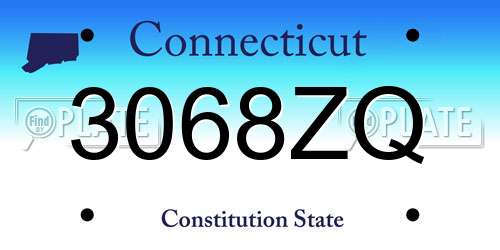 3068ZQ Connecticut License Plate