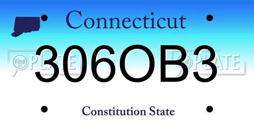 306OB3 Connecticut License Plate