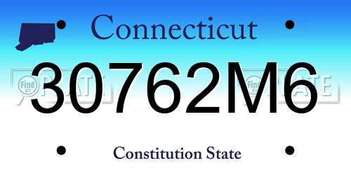 30762M6 Connecticut License Plate
