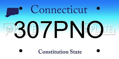307PNO Connecticut License Plate