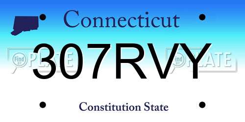 307RVY Connecticut License Plate