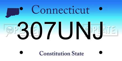 307UNJ Connecticut License Plate