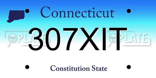 307XIT Connecticut License Plate