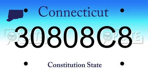 30808C8 Connecticut License Plate