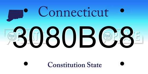 3080BC8 Connecticut License Plate