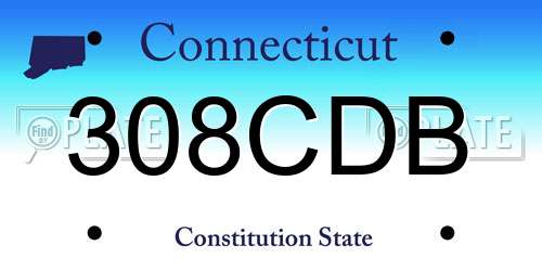 308CDB Connecticut License Plate