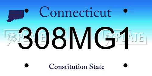 308MG1 Connecticut License Plate