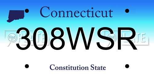 308WSR Connecticut License Plate