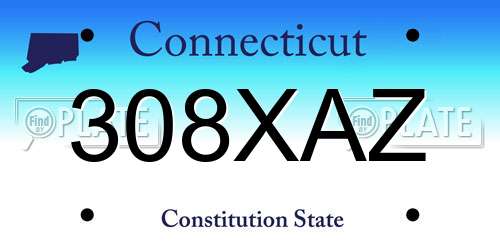 308XAZ Connecticut License Plate