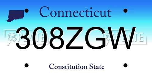 308ZGW Connecticut License Plate