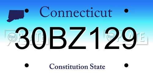30BZ129 Connecticut License Plate