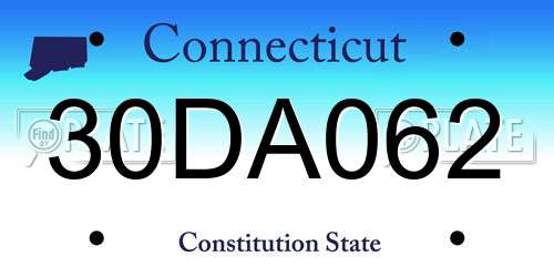 30DA062 Connecticut License Plate