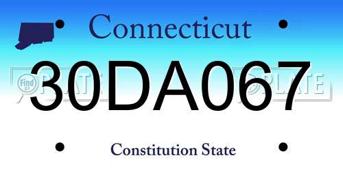 30DA067 Connecticut License Plate