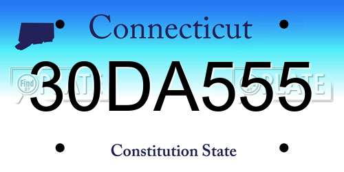 30DA555 Connecticut License Plate