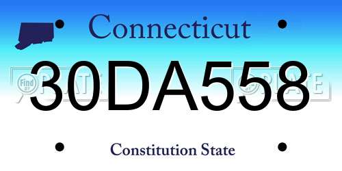 30DA558 Connecticut License Plate