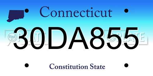 30DA855 Connecticut License Plate